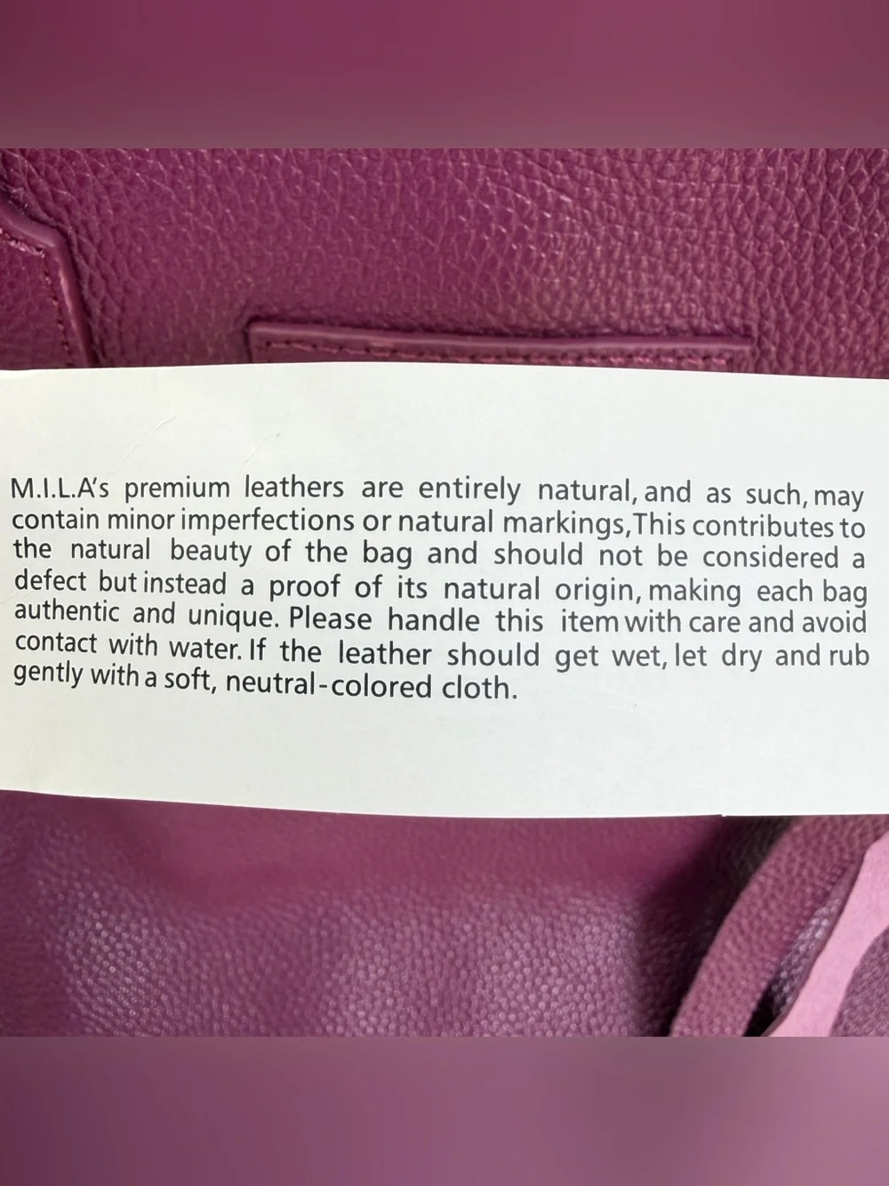 M.I.L.A. MILA Luxe Pebbled Leather Tote Bag Plum Made In Los Angeles NEW